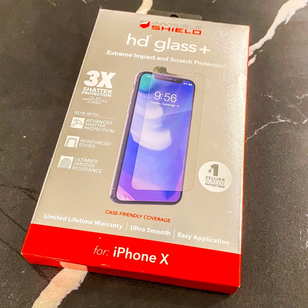 InvisibleShield Glass+ Screen Protector – HD Tempered Glass for iPhone X